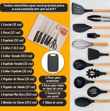 Kit Completo Jogo de Cozinha Silicone ChefFlex 19